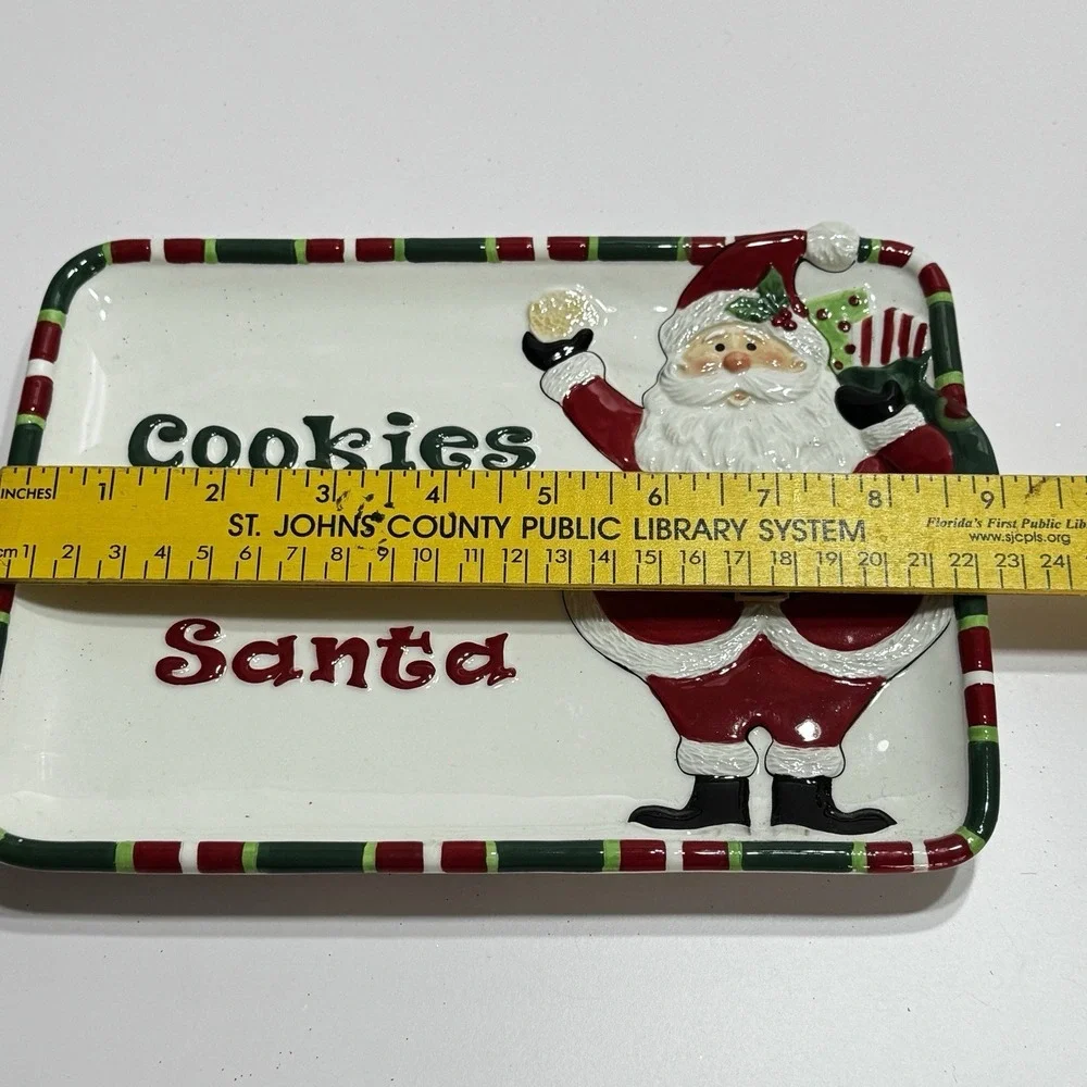 Fitz & Floyd Holiday Home THAT'S A WRAP Cookies For Santa Christmas Plate  Tray